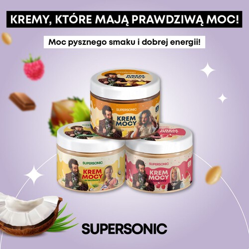 Krem Mocy orzechowy o smaku białej czekolady z owocami tropikalnymi   SUPERSONIC 250 g