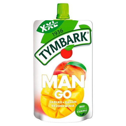 Mus 100 % z owoców o smaku Mango Jabłko Banan Brzoskwinia bez cukru Tymbark 200 g