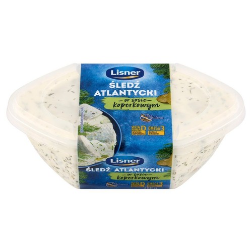 Marynowane filety śledziowe bez skóry w sosie koperkowym. Lisner 280 g