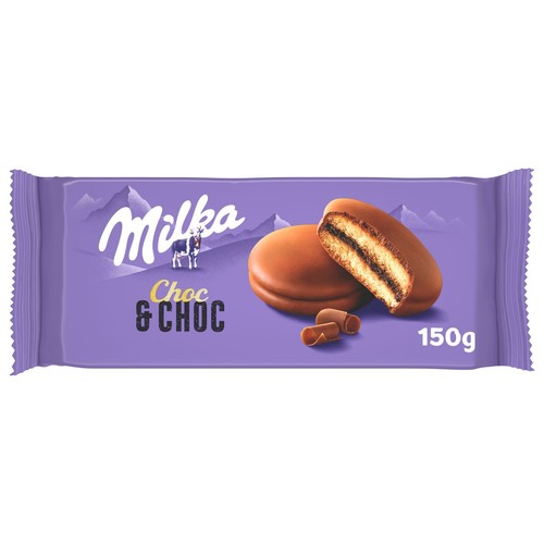 Ciastka biszkoptowe przekładane nadzieniem kakaowym Choc & Choc Milka 150 g