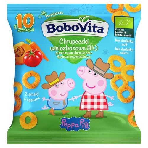 BIO Chrupeczki wielozbożowe pomidorowe oraz dyniowo-marchewkowe BoboVita 20 g