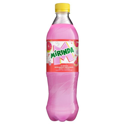 Napój gazowany o smaku różowego grejpfruta   Mirinda Zero Cukru  500 ml