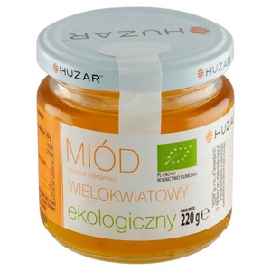 BIO Miód pszczeli nektarowy, wielokwiatowy, ekologiczny Huzar 220 g