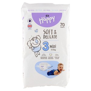 Pieluszki Midi 3 5-9 kg   Bella Baby Happy 70 sztuk