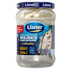 Śledzie wiejskie w zalewie z cebulą marynowaną Lisner 450 g