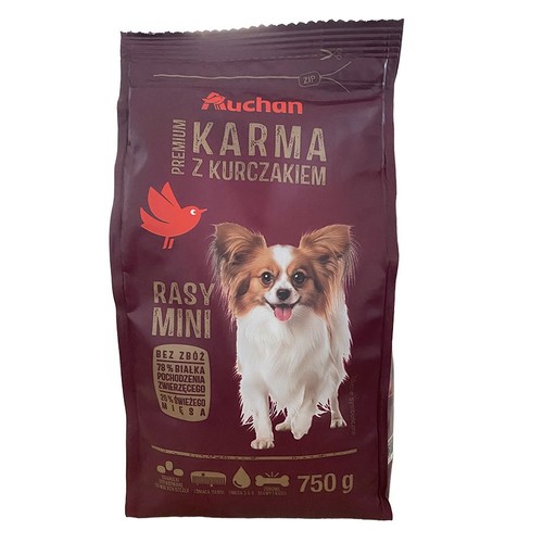 Karma sucha dla psów z kurczakiem Premium rasy mini Auchan 750 g