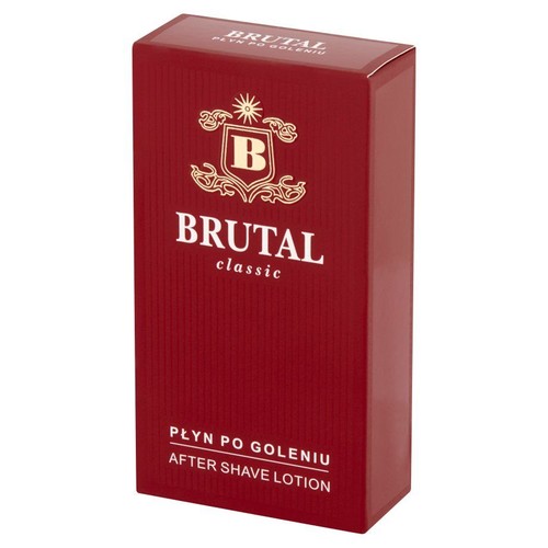 Płyn po goleniu Brutal Classic w czerwonym kartoniku. Na opakowaniu napis "After Shave Lotion".