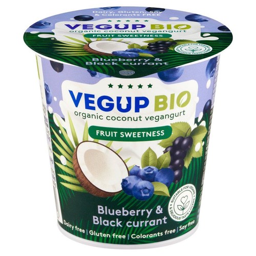 Wegański jogurt kokosowy czarne owoce bezglutenowy VEGUP BIO 140 g