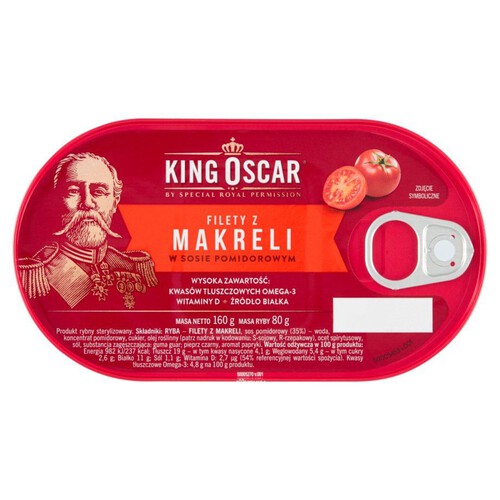 Filety z makreli w sosie pomidorowym King Oscar 160 g