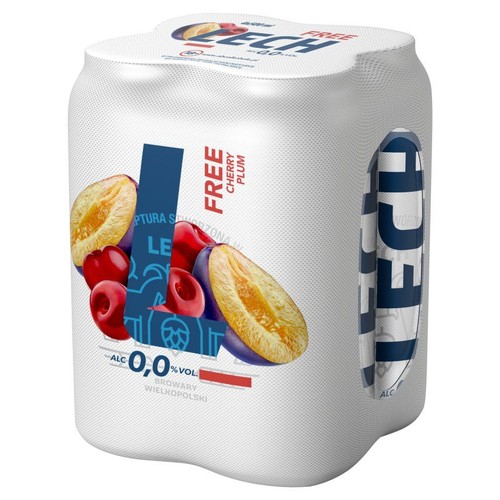 Piwo bezalkoholowe o smaku wiśni i śliwki alk. 0,0%  Lech 4 x 500 ml