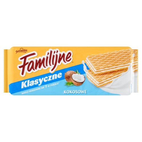 Wafle przekładane kremem o smaku kokosowym Jutrzenka 180 g