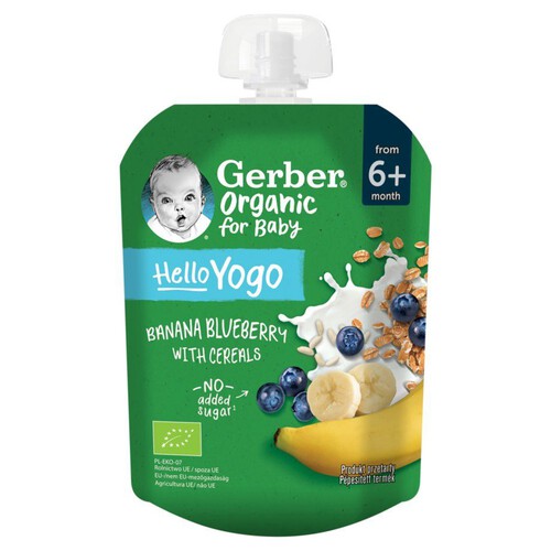 BIO Mus banan jagody jogurt i płatki zbóż po 6 miesiącu Gerber 80 g