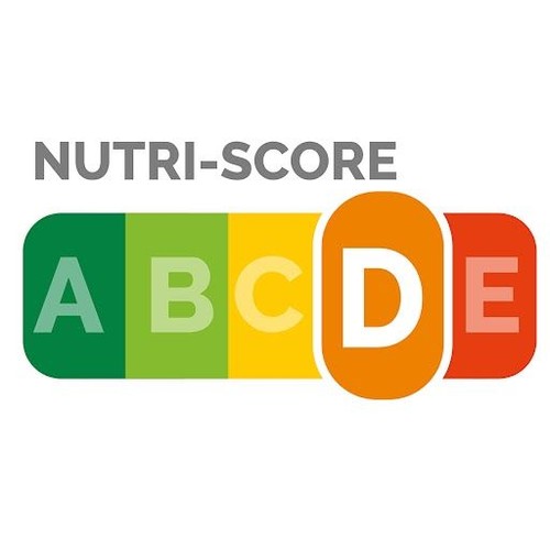 Etykieta Nutri-Score z oceną D. Litera D jest wyróżniona na pomarańczowym tle.