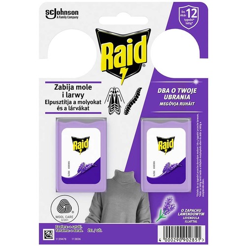 Zawieszki przeciw molom w żelu o zapachu lawendowym Raid 2 sztuki