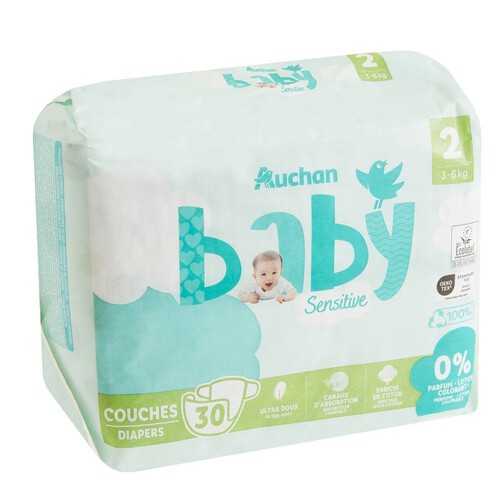 Pieluszki 2 Sensitive 3-6 kg Auchan 30 sztuk