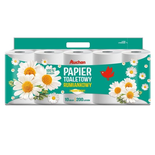 Papier toaletowy rumiankowy 3-warstwowy Auchan 10 rolek