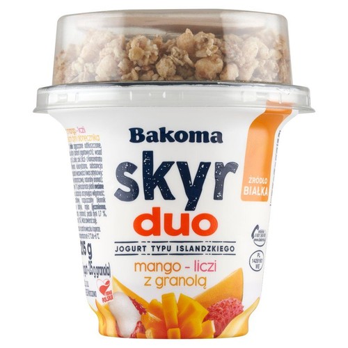 Jogurt skyr duo z mango-liczi z granolą  Bakoma 215 g