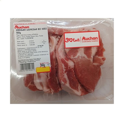 Karkówka wieprzowa bez kości kotlety MAP Auchan 560 g