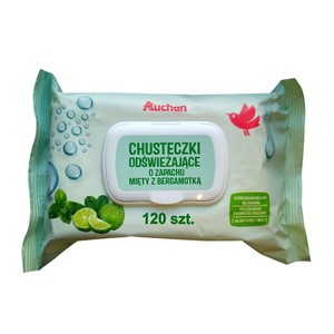 Chusteczki odświeżające Mięta z Bergamotką 120 szt. Auchan 120 sztuk