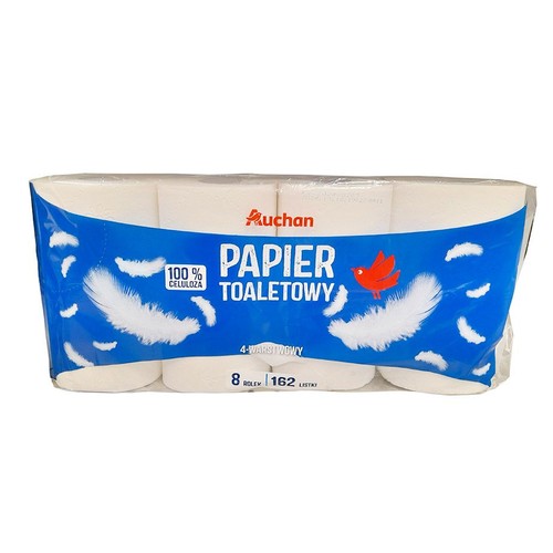 Papier toaletowy 4 warstwowy   Auchan 8 rolek
