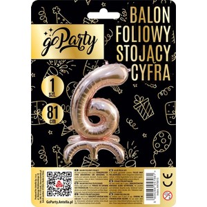 Balon foliowy stojący cyfra 6 GoParty 1 sztuka