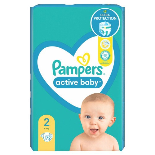 Pieluszki Active Baby 2 4-8 kg Pampers 72 sztuki