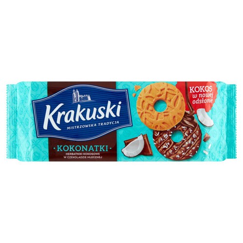 Kokonatki herbatniki kokosowe w czekoladzie Krakuski 174 g