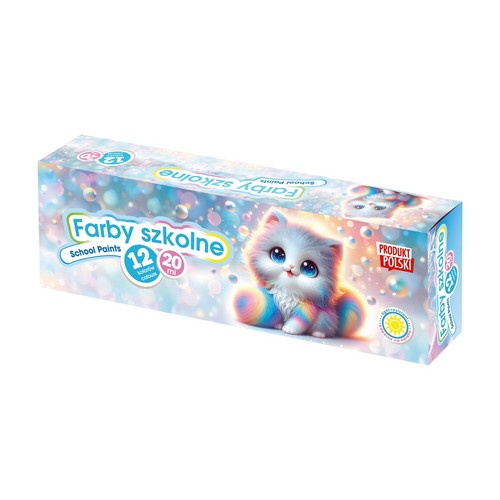 Farby szkolne Kotki 12 kol x 20 ml ASTRA 12 sztuk