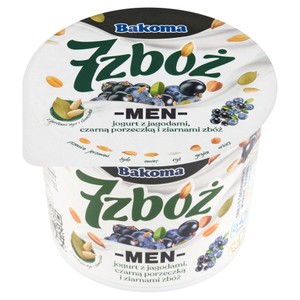7 zbóż men jogurt z jagodą czarną porzeczką i zbożami Bakoma 300 g