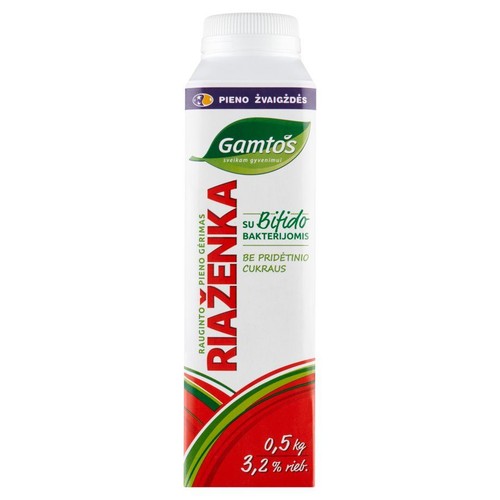 Riazenka - pieczone mleko 3.2% napój mleczny fermentowany Gamtos 500 g