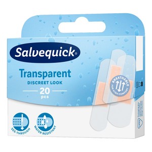 Plastry transparentne 20 sztuk Salvequick opakowanie