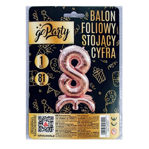 Balon foliowy stojący cyfra 8  GoParty 1 sztuka
