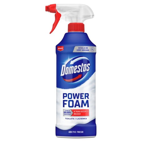 Domestos Power Foam Arctic Fresh, środek do czyszczenia toalet i łazienek. Działa do góry nogami, zabija 99.99% zarazków.