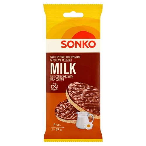 Wafle ryżowo-kukurydziane w polewie mlecznej Sonko 67 g