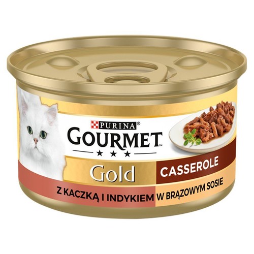 Mokra karma dla dorosłych kotów z kaczką i indykiem w brązowym sosie Gourmet 85 g