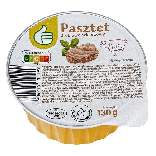 Pasztet drobiowo-wieprzowy Auchan 130 g