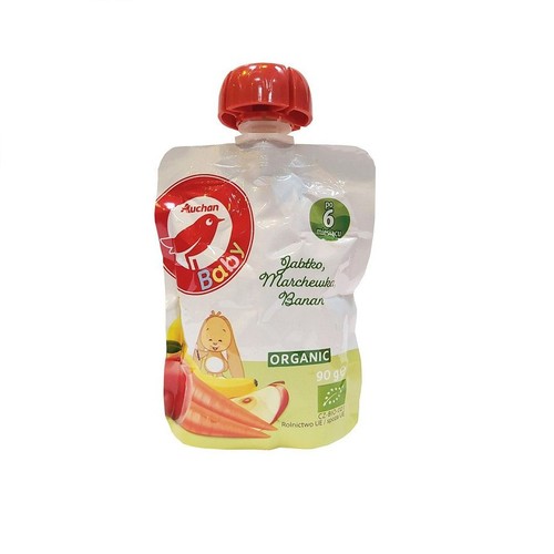 BIO Pouch jabłko marchew i banan po 6 miesiącu Auchan Baby 90 g
