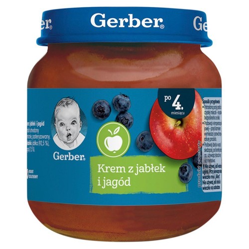 Krem z jabłek i jagód po 4 miesiącu Gerber 125 g