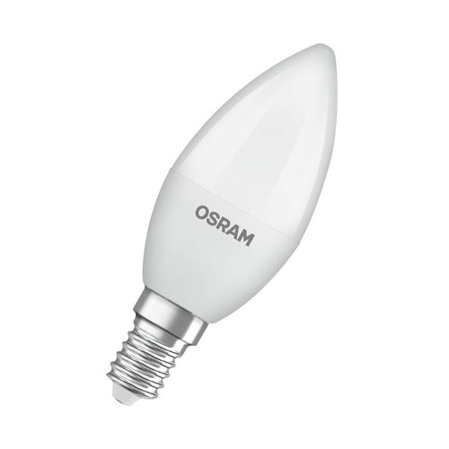Żarówka LED OSRAM, matowa, w kształcie płomienia, z gwintem.