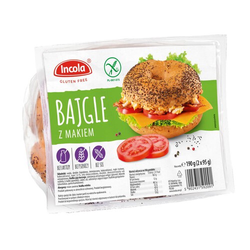 Bajgle z makiem bezglutenowe  Incola 2 x 95 g