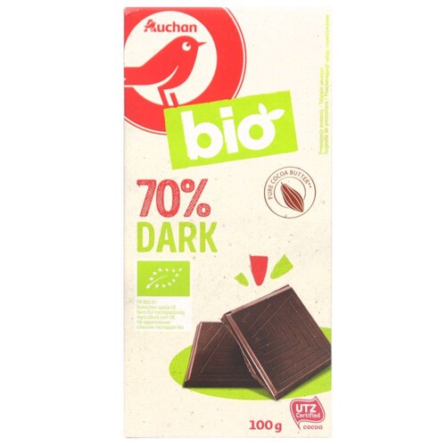 BIO Czekolada gorzka 70% kakao  Auchan 100 g