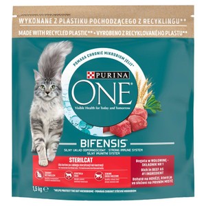 Sucha karma z wołowiną dla kotów sterylizowanych PURINA ONE 1,5 l