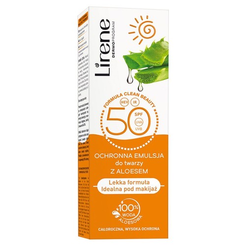 Emulsja ochronna do twarzy Aloe SPF 50 Lirene 50 ml