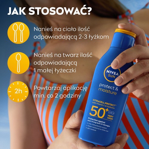 Nawilzający balsam do opalania SPF 50 + Nivea 200 ml