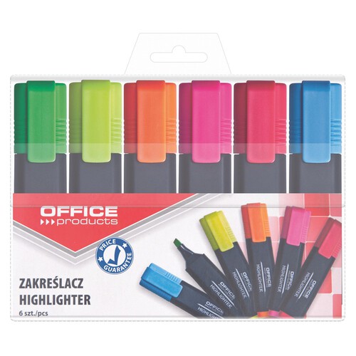 Zakreślacz Highlighter zestaw w etui Office Products 6 sztuk