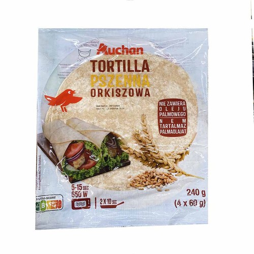 Tortilla pszenno orkiszowa placki Auchan 240 g