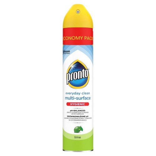 Pronto multi-surface cleaner w sprayu, zapach limonki. Opakowanie ekonomiczne, higieniczne, o zrównoważonym pH.