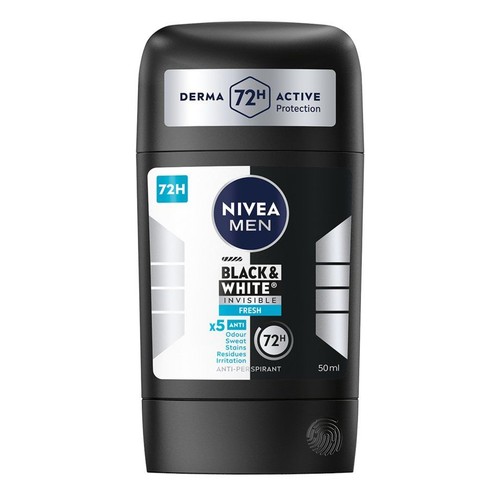 Antyperspirant w sztyfcie Black White Invisible Fresh NIVEA MEN 50 ml