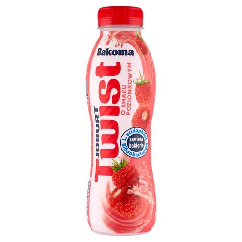 Twist jogurt do picia o smaku poziomkowym Bakoma 370g