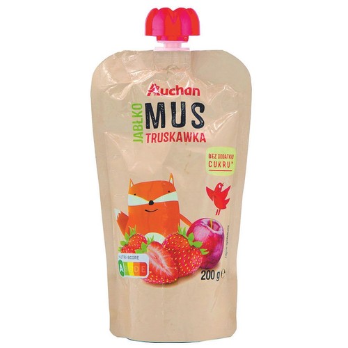 Mus jabłko - truskawka bez dodatku cukru Auchan 200 g
